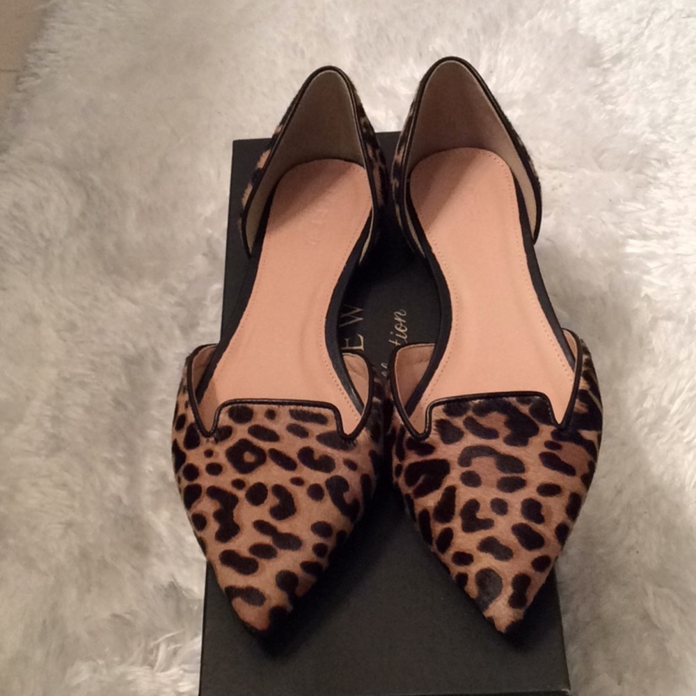 J.Crew  Saide loafer flats in leopard calf hair